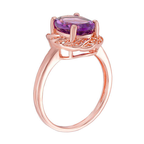 Womens Diamond Accent Purple Amethyst Cocktail Ring