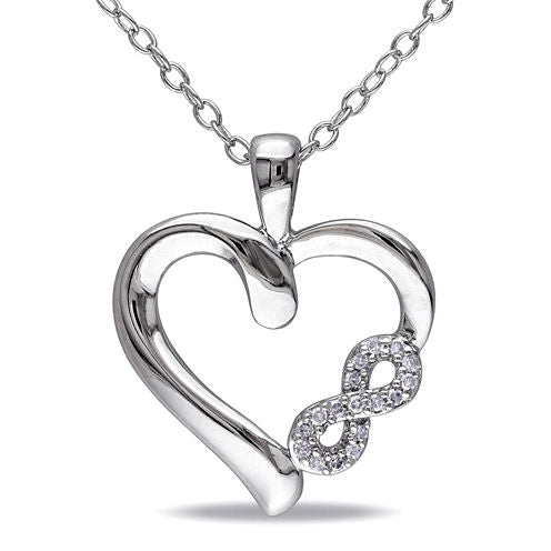 Womens Diamond Accent Genuine White Diamond Sterling Silver Heart Pendant Necklace