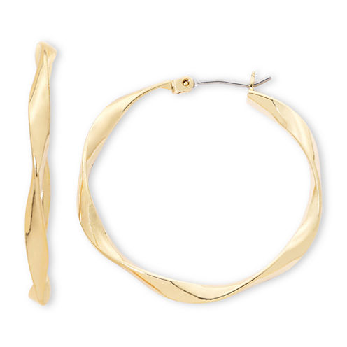 Liz Claiborne® Gold-Tone, Ribbon Hoop Earrings