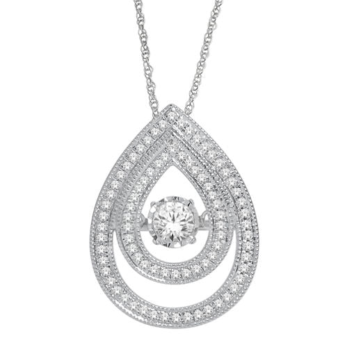 Love in Motion™ 1/2 CT. T.W. Diamond 10K White Gold Double Teardrop Necklace