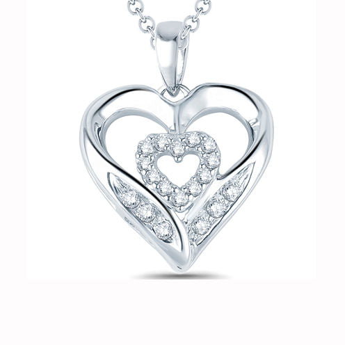 Womens Diamond Accent Genuine White Diamond 10K Gold Heart Pendant Necklace