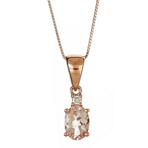 LIMITED QUANTITIES! Diamond Accent Pink Morganite 14K Gold Pendant Necklace