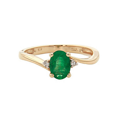 LIMITED QUANTITIES! Diamond Accent Green Emerald 14K Gold Cocktail Ring