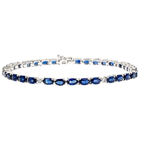 LIMITED QUANTITIES! 1/10 CT. T.W. Blue Sapphire 14K Gold Tennis Bracelet