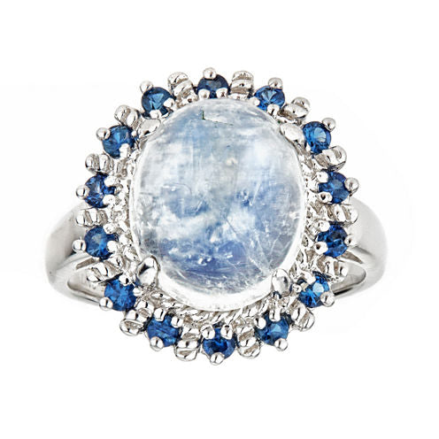 LIMITED QUANTITIES Blue Moonstone and Sapphire Sterling Silver Ring