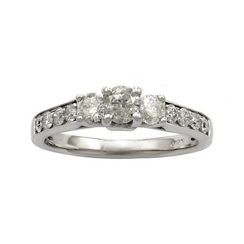 LIMITED QUANTITIES 1 CT. T.W. Diamond 14K White Gold 3-Stone Ring