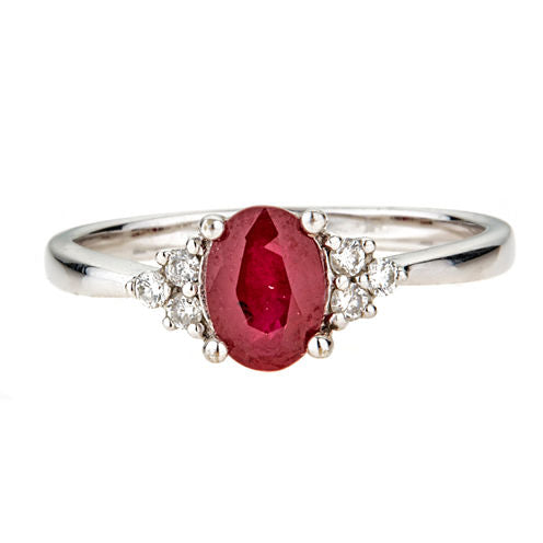 LIMITED QUANTITIES  Lead Glass-Filled Oval Ruby 10K White Gold Ring