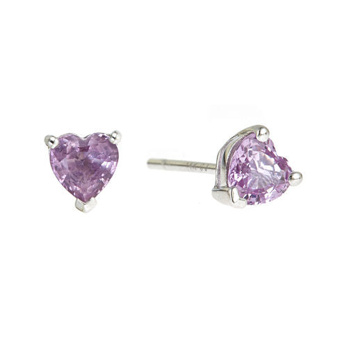 LIMITED QUANTITIES  Heart-Shaped Genuine Pink Sapphire Earrings