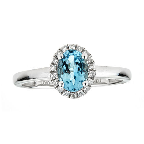 LIMITED QUANTITIES  Genuine Oval Aquamarine 10K White Gold Ring