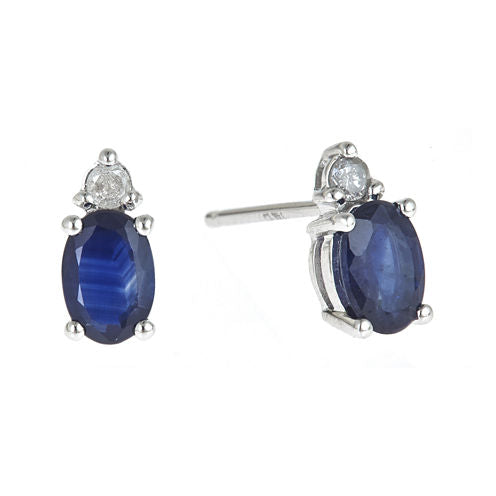 LIMITED QUANTITIES  Genuine Blue Sapphire and 1/10 CT. T.W. Diamond Earrings