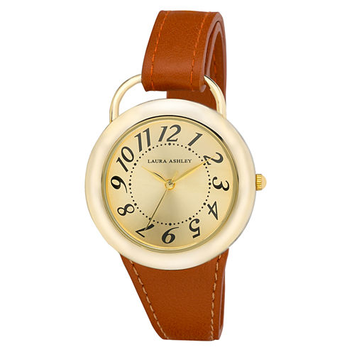 Laura Ashley Womens Brown Strap Watch-La31030yg