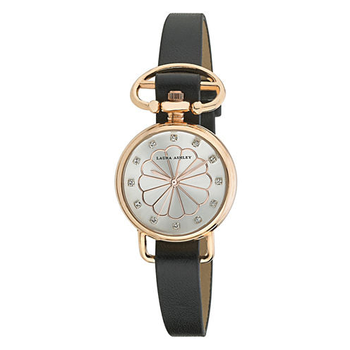 Laura Ashley Womens Black/Rose Gold Heirloom Watch La31001Rg