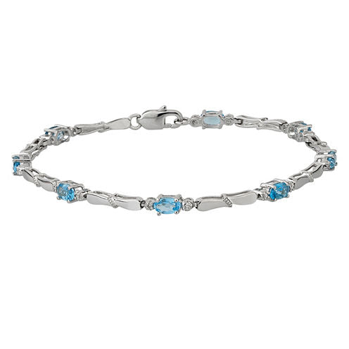 Womens Diamond Accent Blue Blue Topaz Sterling Silver Tennis Bracelet