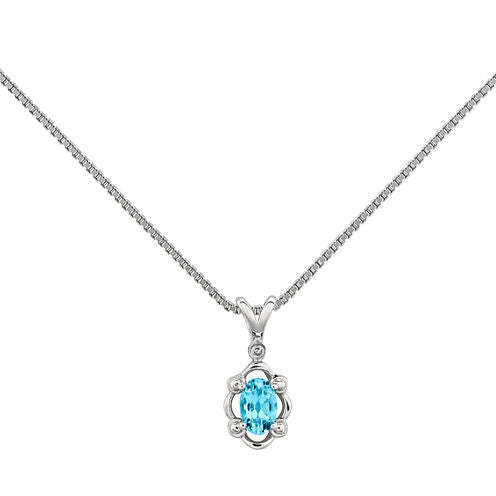 Womens Diamond Accent Blue Blue Topaz Sterling Silver Pendant Necklace