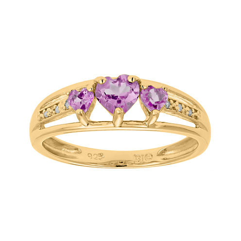 Lab-Created Pink Sapphire and Diamond-Accent 3-Stone Heart Ring