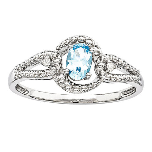 Womens Diamond Accent Blue Blue Topaz Sterling Silver Halo Ring