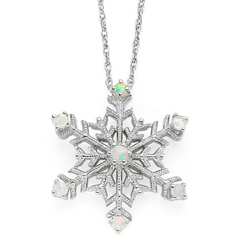 Lab-Created Opal Snowflake Pendant Necklace