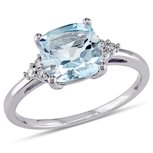 Womens Diamond Accent Blue Blue Topaz 10K Gold Cocktail Ring