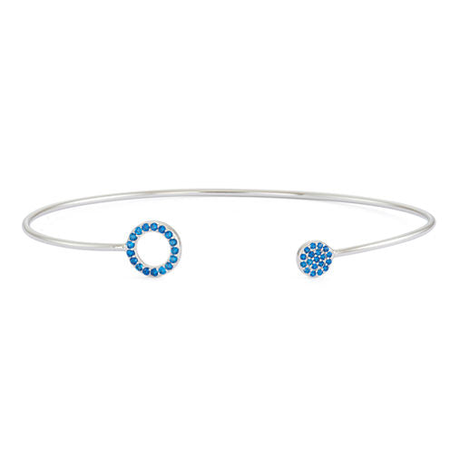 Lab-Created Blue Sapphire Sterling Silver Pave Bangle Bracelet