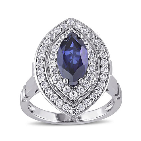 Lab-Created Blue Sapphire and Lab-Created White Sapphire Sterling Silver Ring