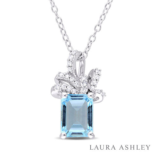 Laura Ashley Blue Topaz Cushion Sterling Silver Pendant