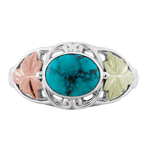 Landstroms Black Hills Gold Genuine Turquoise Sterling Silver Cocktail Ring