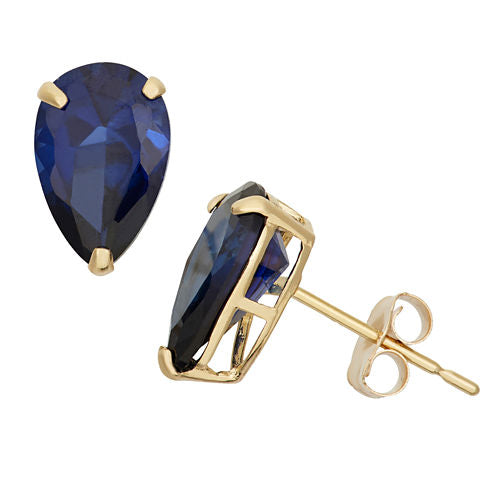 Lab Created Blue Sapphire 10K Gold 9mm Stud Earrings