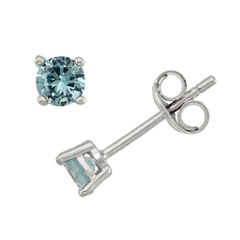 Lab Created Blue Cubic Zirconia Sterling Silver 4mm Stud Earrings