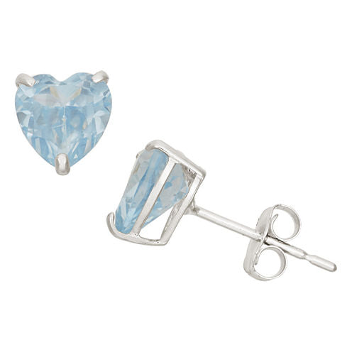 Lab Created Blue Aquamarine 10K Gold 6.1mm Stud Earrings