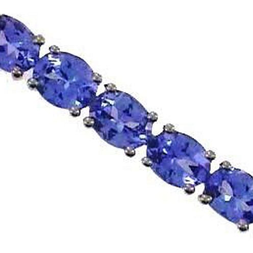 Womens Blue Tanzanite Sterling Silver Tennis Bracelet