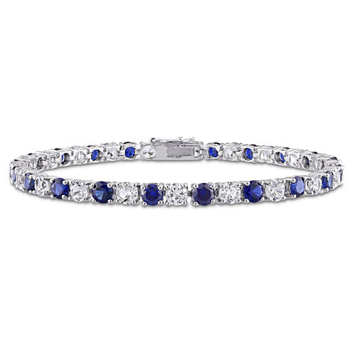 Womens Blue Sapphire Sterling Silver Tennis Bracelet