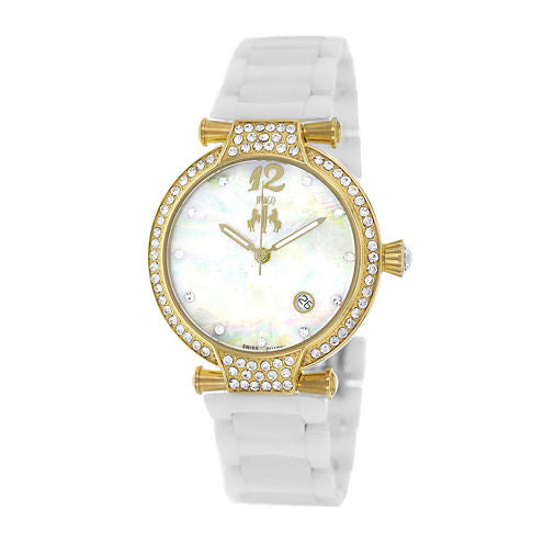 Jivago Womens Bijoux White & Silver Faux Pearl Bracelet Watch