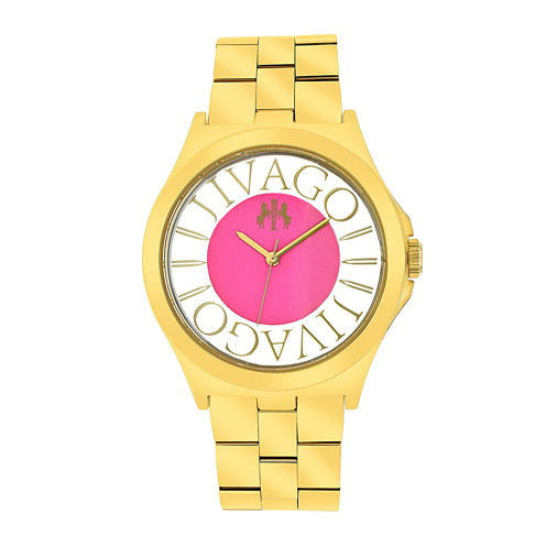 Jivago Fun Womens Pink & Rose-Tone Stainless Steel Bracelet Watch