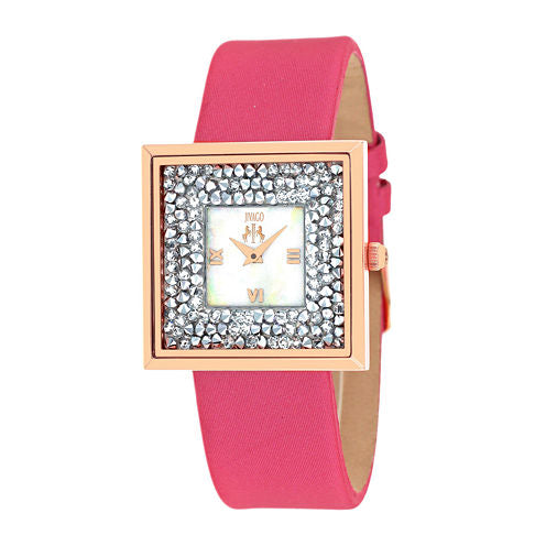 Jivago Brilliance Womens White Dial Pink Strap Watch