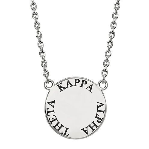 Kappa Alpha Theta Enamel Sterling Silver Disc Pendant Necklace