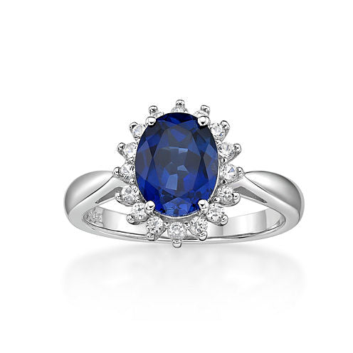 Womens Blue Sapphire Sterling Silver Cocktail Ring