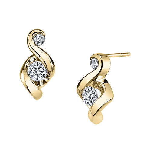 Juno Lucina® 1/5 CT. T.W. Diamond 14K Yellow Gold Swirl Stud Earrings