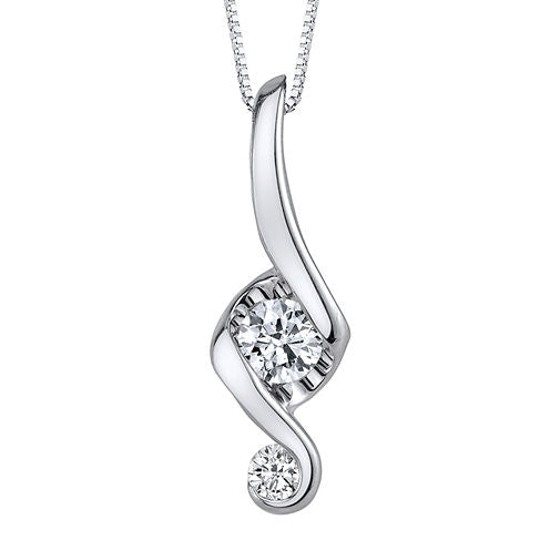 Juno Lucina® 1/3 CT. T.W. Diamond 14K White Gold Swirl Pendant Necklace