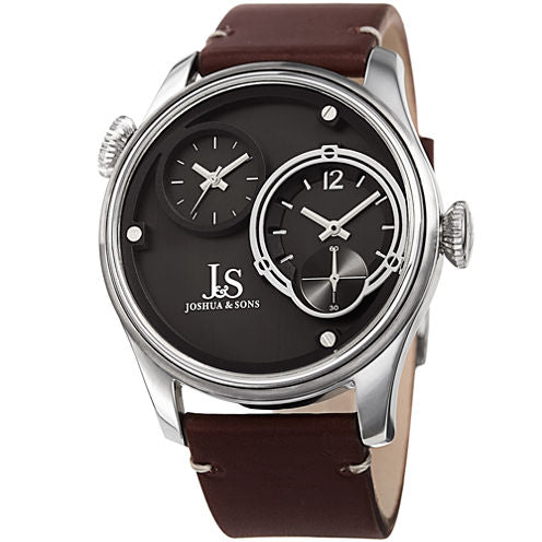 Joshua & Sons Mens Brown Strap Watch-J-118ss