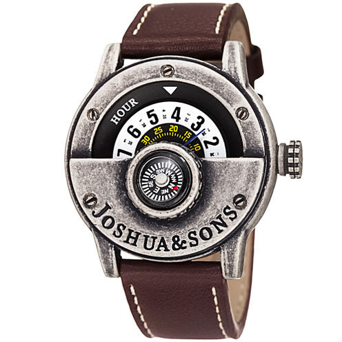 Joshua & Sons Mens Brown Strap Watch-J-116ssbr