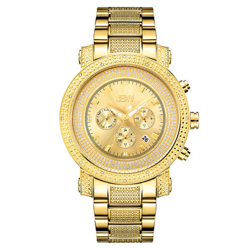 JBW Victor Mens Diamond- and Crystal-Accent Gold-Tone Stainless Steel Watch JB-8102-F