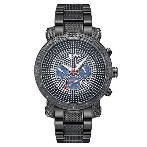 JBW Victor Mens Diamond- and Crystal-Accent Black Stainless Steel Watch JB-8102-G