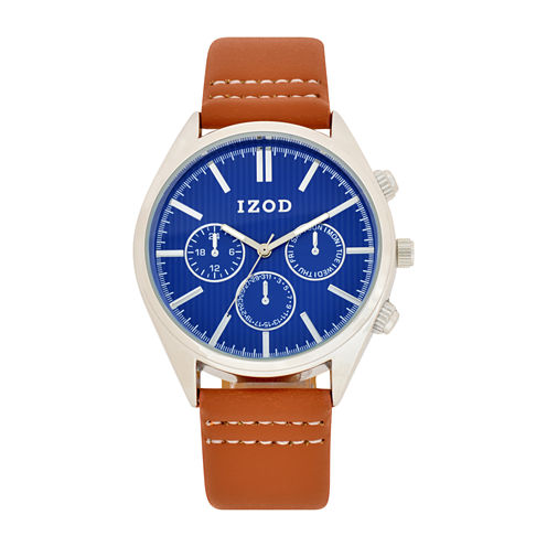 IZOD Mens Brown Strap Watch-Izo8038jc