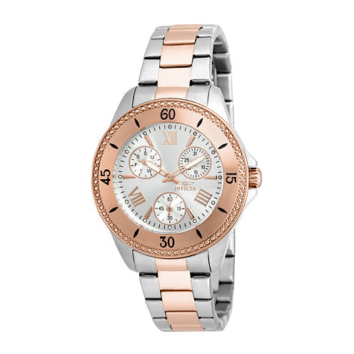 Invicta® Angel Womens 18K Rose Gold Ion Plated & Silver Stainless Steel Bracelet Watch