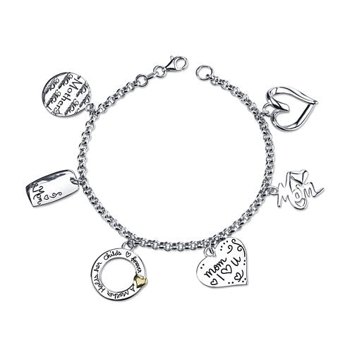 Inspired Moments™ Sterling Silver "Mom" Charm Bracelet