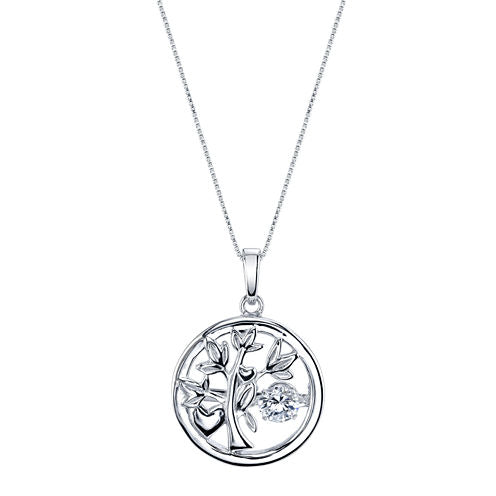 Inspired Moments ™ Dancing Cubic Zirconia Sterling Silver Family Tree Pendant Necklace