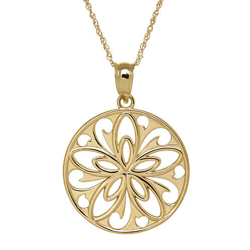 Infinite Gold™ 14K Yellow Gold Filigree Flower Pendant Necklace