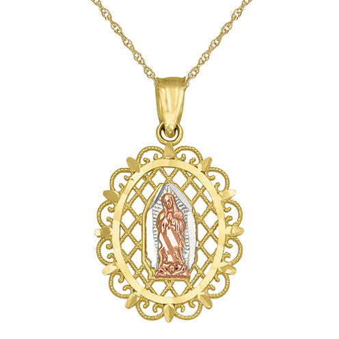 Infinite Gold™ 14K Tri-Tone Gold Our Lady of Guadalupe Pendant Necklace