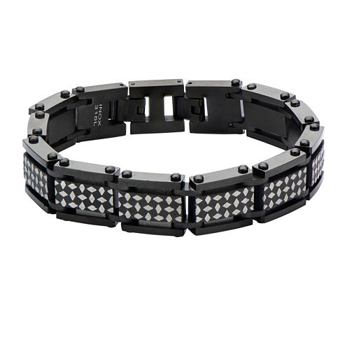 Inox® Mens Black IP Stainless Steel Link Bracelet