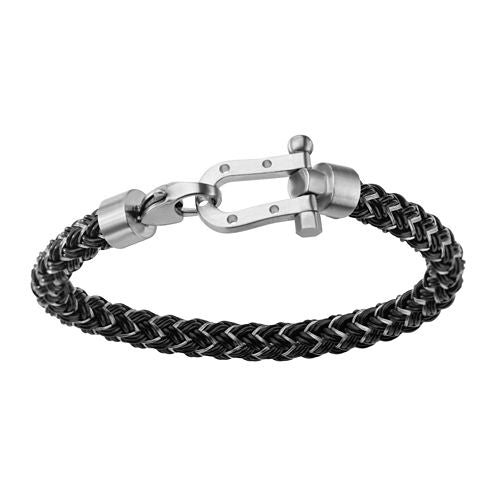 Inox® Jewelry Mens Stainless Steel Horseshoe Braid Chain Bracelet